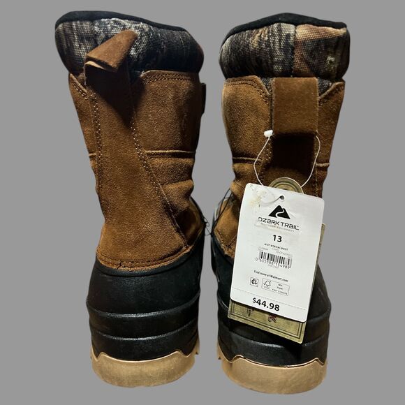 Ozark Trail Men’s Size 13 Snow Boots Mossy Oak Camo Brown Suede Waterproof - Picture 4 of 10